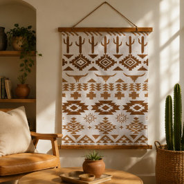 Southwestern Desert Cactus Rustic Brown Western B 吊り下げ型タペストリー