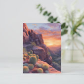 Southwestern Desert Canyon Sunset Postcard ポストカード (スタンド正面)