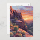 Southwestern Desert Canyon Sunset Postcard ポストカード (正面/裏面)