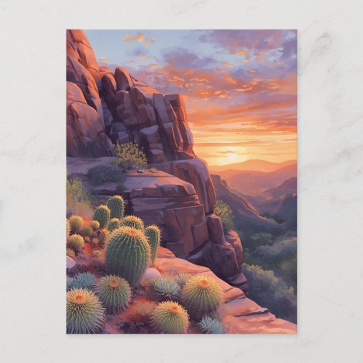 Southwestern Desert Canyon Sunset Postcard ポストカード (正面)