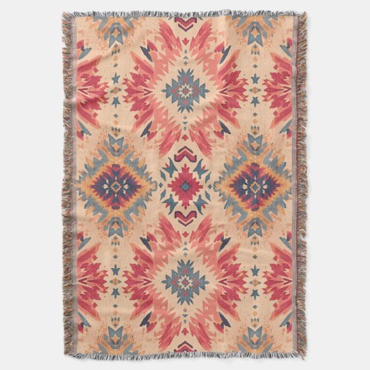 Southwestern Desert Geometric Pattern  スローブランケット (正面縦)