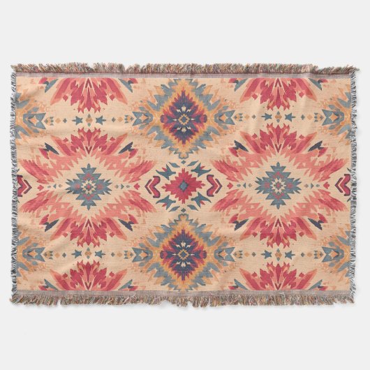 Southwestern Desert Geometric Pattern  スローブランケット (正面)