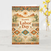 Southwestern Desert Happy Labor Day カード (黄色い花)