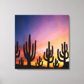 Southwestern Desert Landscape Cactus Sunrise Image キャンバスプリント (正面)