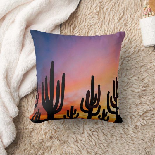 Southwestern Desert Landscape Cactus Sunrise Image クッション (ブランケット)