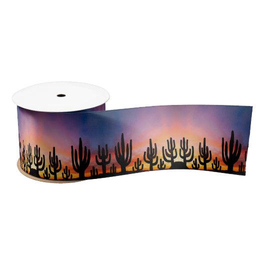Southwestern Desert Landscape Cactus Sunrise Image サテンリボン (リール)