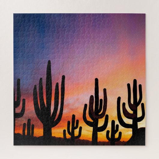 Southwestern Desert Landscape Cactus Sunrise Image ジグソーパズル (縦)