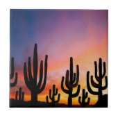 Southwestern Desert Landscape Cactus Sunrise Image タイル (正面)