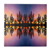 Southwestern Desert Landscape Cactus Sunrise Image タイル (正面)