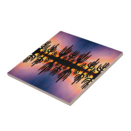 Southwestern Desert Landscape Cactus Sunrise Image タイル