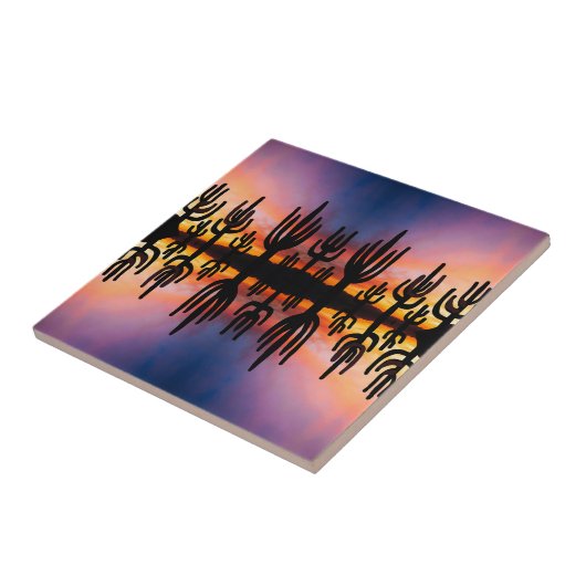 Southwestern Desert Landscape Cactus Sunrise Image タイル (側面)