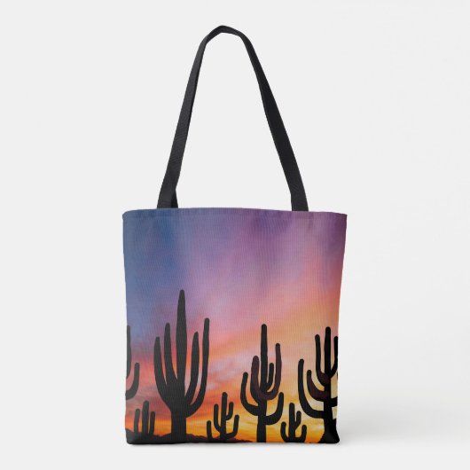 Southwestern Desert Landscape Cactus Sunrise Image トートバッグ (裏面)