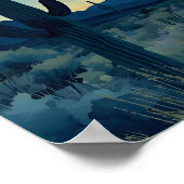 Southwestern Desert Night Sky with Cacti ポスター (角)