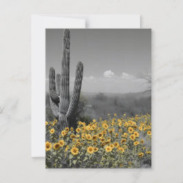 Southwestern Desert Saguaro Cactus and Sunflowers ポストカード