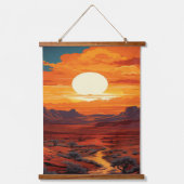 Southwestern Desert Sunset Red Rock Mountain Lands 吊り下げ型タペストリー (正面)