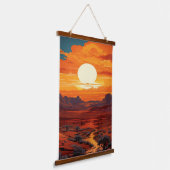 Southwestern Desert Sunset Red Rock Mountain Lands 吊り下げ型タペストリー (傾斜あり)