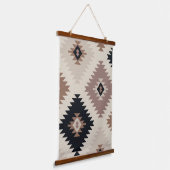 Southwestern Diamond Taupe Black Beige Boho Aztec 吊り下げ型タペストリー (傾斜あり)