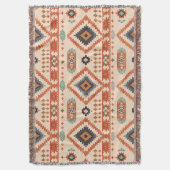 Southwestern Earth Tone Diamond Pattern スローブランケット (正面縦)