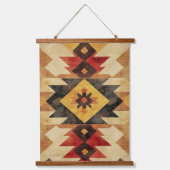 Southwestern Geometric Aztec Pattern Rust Red Gold 吊り下げ型タペストリー (正面)