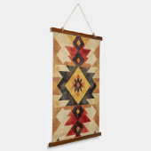 Southwestern Geometric Aztec Pattern Rust Red Gold 吊り下げ型タペストリー (傾斜あり)