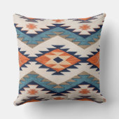 Southwestern Geometric Aztec Rust Orange Navy クッション (裏面)