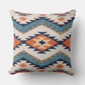 Southwestern Geometric Aztec Rust Orange Navy クッション (正面)