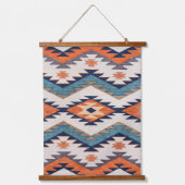 Southwestern Geometric Aztec Rust Orange Navy 吊り下げ型タペストリー (正面)