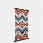 Southwestern Geometric Aztec Rust Orange Navy 吊り下げ型タペストリー (傾斜あり)