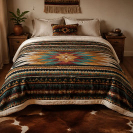 Southwestern Geometric Aztec Sunburst シェルパブランケット