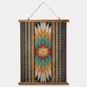 Southwestern Geometric Aztec Sunburst 吊り下げ型タペストリー (正面)