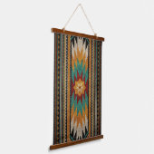 Southwestern Geometric Aztec Sunburst 吊り下げ型タペストリー (傾斜あり)