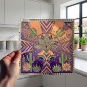 Southwestern Geometric Floral Cactus Desert タイル