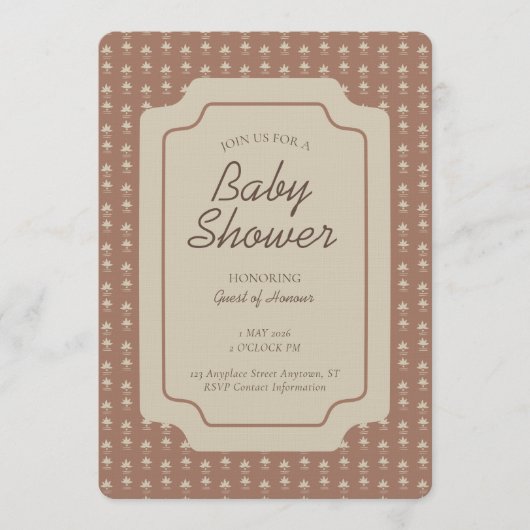 Southwestern Geometric Gender Neutral Brown Beige 招待状 (正面)