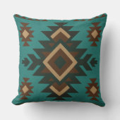 Southwestern Geometric Turquoise Brown Aztec Style クッション (正面)