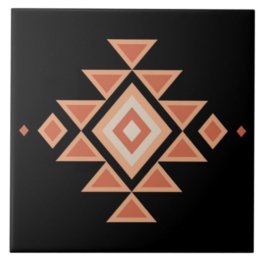 Southwestern Native Black and Desert Orange タイル (正面)