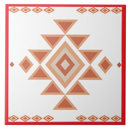 Southwestern Native Red and Desert Orange タイル (正面)