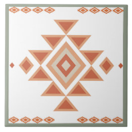 Southwestern Native Sage Green and Desert Orange タイル