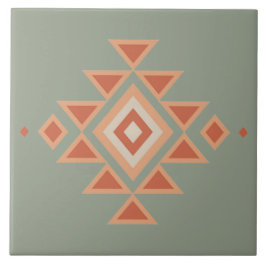 Southwestern Native Sage Green and Desert Orange タイル