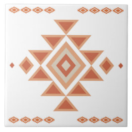 Southwestern Native White and Desert Orange タイル