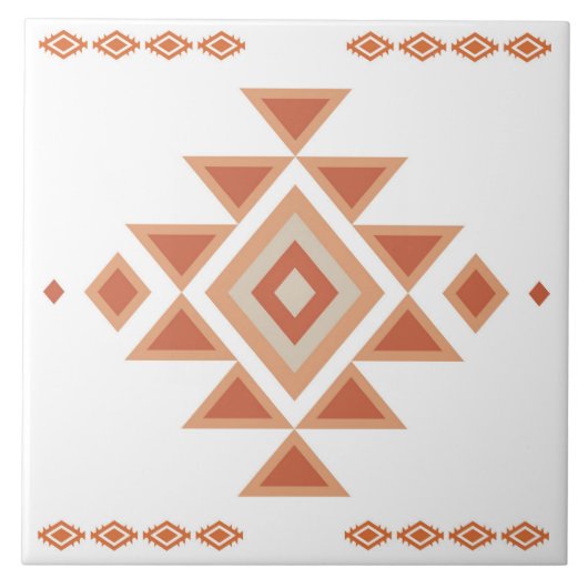 Southwestern Native White and Desert Orange タイル (正面)