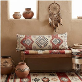 Southwestern Navajo Geometric Rug – Vintage Tribal ボディピロー