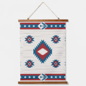 Southwestern Patriotic Red Blue White Rustic Weste 吊り下げ型タペストリー (正面)