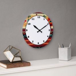 Southwestern pattern fun wall clock ラージ壁時計