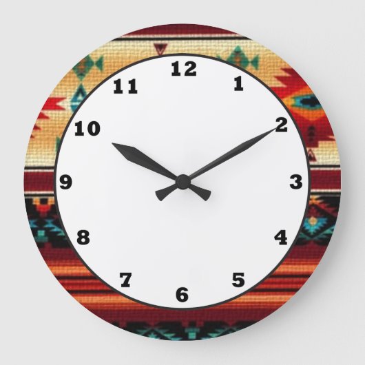Southwestern pattern fun wall clock ラージ壁時計 (正面)