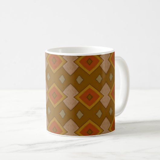 Southwestern Rustic Diamond Pattern コーヒーマグカップ (正面右)