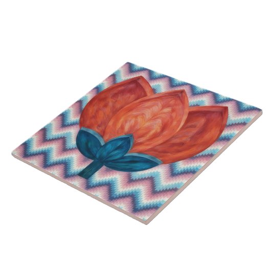 Southwestern Style Tulip Flower Decorative Tile タイル (側面)
