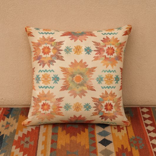 Southwestern Sunburst Boho Pattern クッション