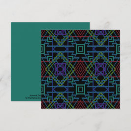 Southwestern Symmetrical Tiled Pattern Line Art カード