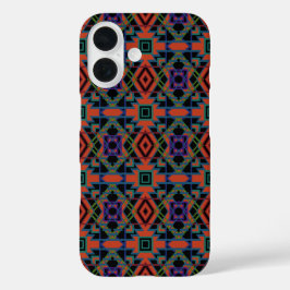 Southwestern Symmetrical Tiled Pattern Line Art iPhone 16ケース
