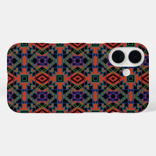 Southwestern Symmetrical Tiled Pattern Line Art Case-Mate iPhoneケース (裏面 (横))